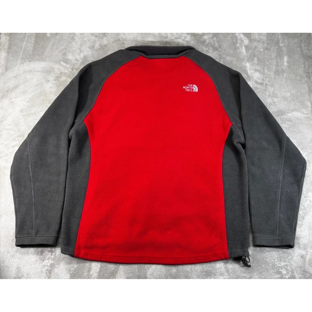 The North‎ Face Fleece Jacket Mens XL Red Grey Full Zip Colorblock Mock Neck